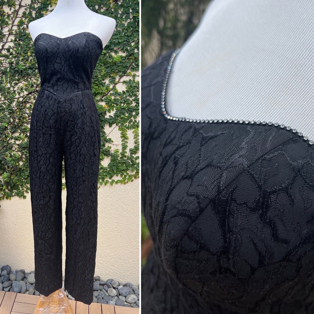 1990's BB Collections by Barbara Barbara Bandeau Jumpsuit  Embellished Neckline